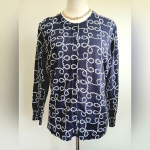 ⚓New With Tags-Crown & Ivy-Nautical-Navy and White-Long sleeves-Cardigan-XL